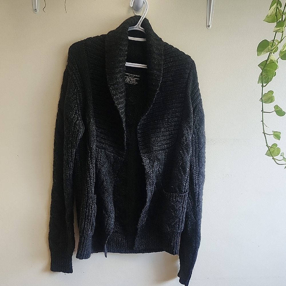 All Saints Kellin Open Wool Alpaca Blends Black Cardigan,Medium